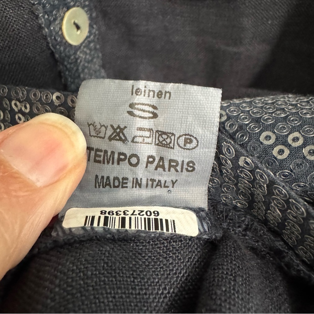 Tempo Paris Grey Linen Pineapple Sequin Top - Picture 5 of 6